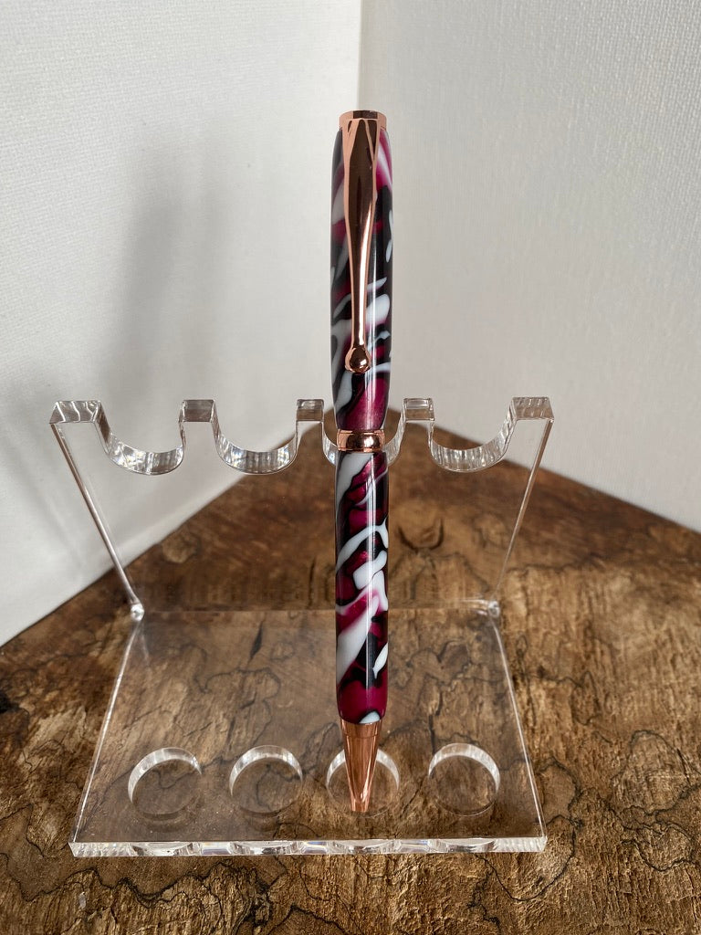 Funline - Slimline Acrylic Copper Pen - Red and White and Black - #Wi39