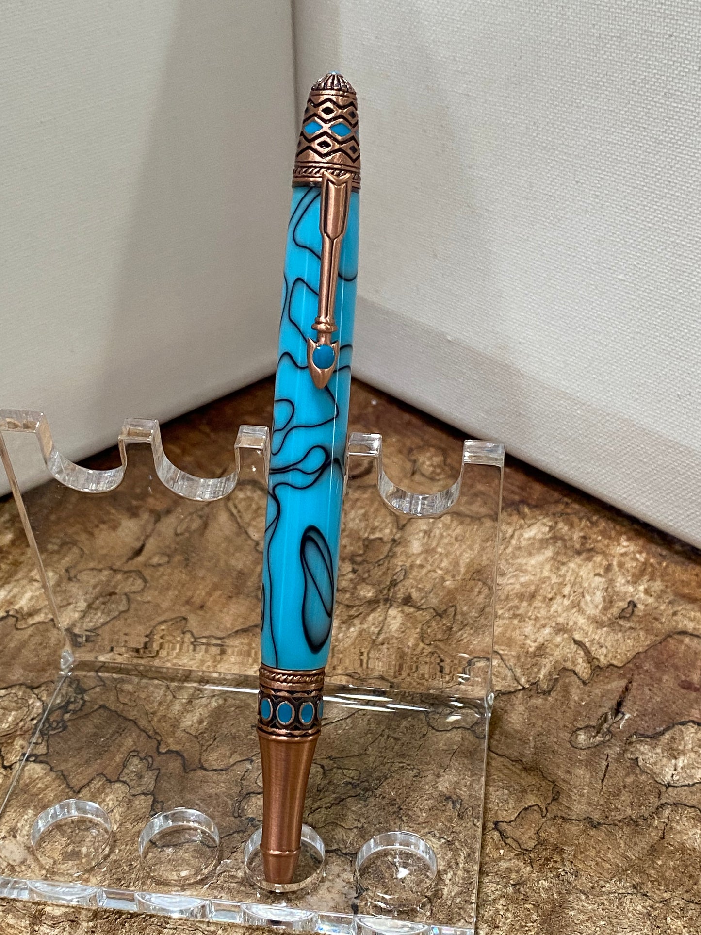 Southwestern Pen(S) with Turquoise Stone - Pale Blue/Black - Copper - #WI23