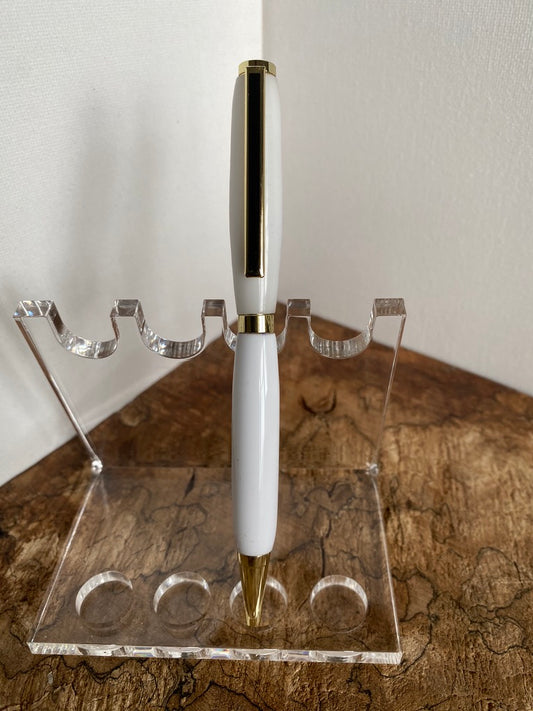 Funline - Slimline Acrylic Gold Pen - White - #WI46